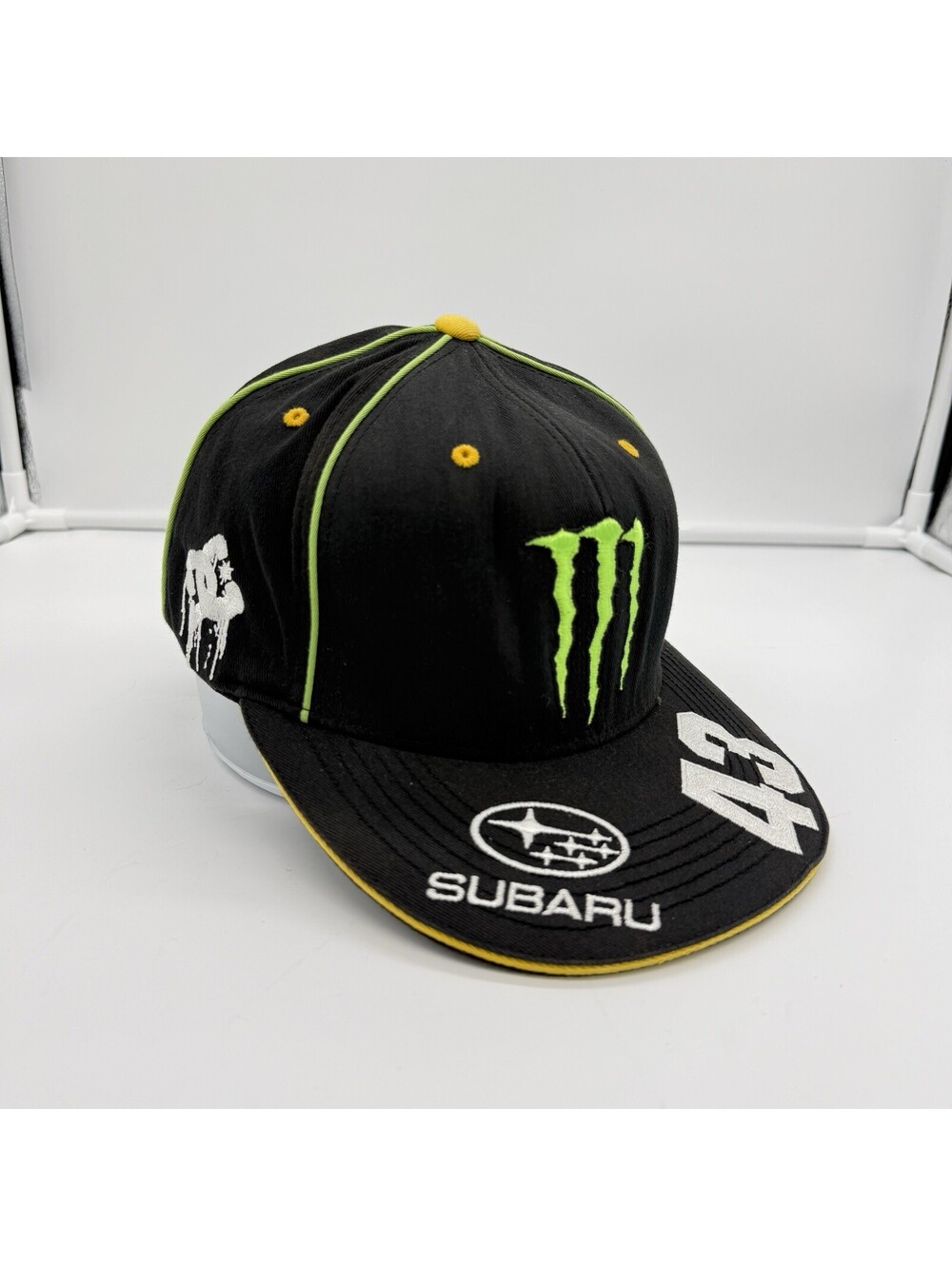 RARE Monster Energy X DC KEN BLOCK 43 Subaru Rally Team Hat Fitted Flex L/XL Y2K